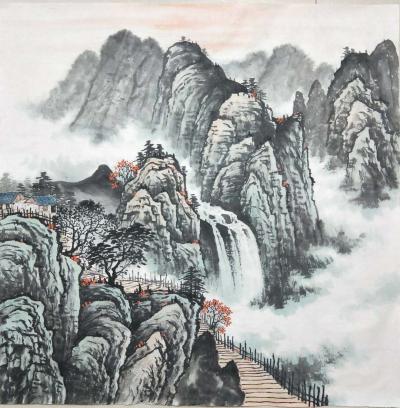 李振军收藏-山水国画三幅，客户订的精品斗方。李振军【图2】