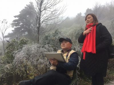 冯建德日记-今天带领两位师兄弟赴南岳衡山采风写生，不是远方的朋友难得来一回不会选择这样的天气【图3】