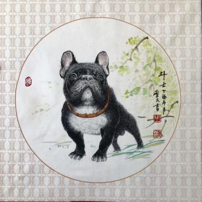 胡爱民日记-狗年到了，创作了系列狗狗《斗士图》，萌萌哒，喜欢可以订制，尺寸68x68cm，胡【图7】