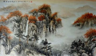 陈刚收藏-国画山水《点染油彩写秋山》，已售，陈刚作品【图1】