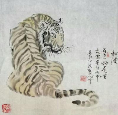 郝鹏云日记-分享老作品，秋波，纸本，水墨设色 42*42公分 郝鹏云【图1】