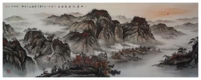 刘剑刚日记-国画作品《漓江山影》，尺寸138cm×68cm,作者刘剑刚。
国画《山叶红时觉【图2】