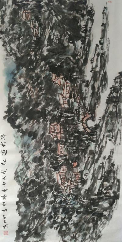 杨牧青日记-国画山水
规格：168cm×68cm/8平尺多
材质：白宣老纸
款识：浮影【图1】