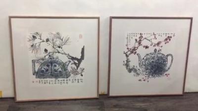 金新宇收藏-哥俩好，客户返回作品上墙效果照片，我的茶壶，金新宇  【图1】