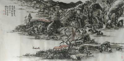 杨牧青日记-规格：168cm×68cm/8平尺多
材质：白宣老纸
款识：多少诗意入画图，【图1】