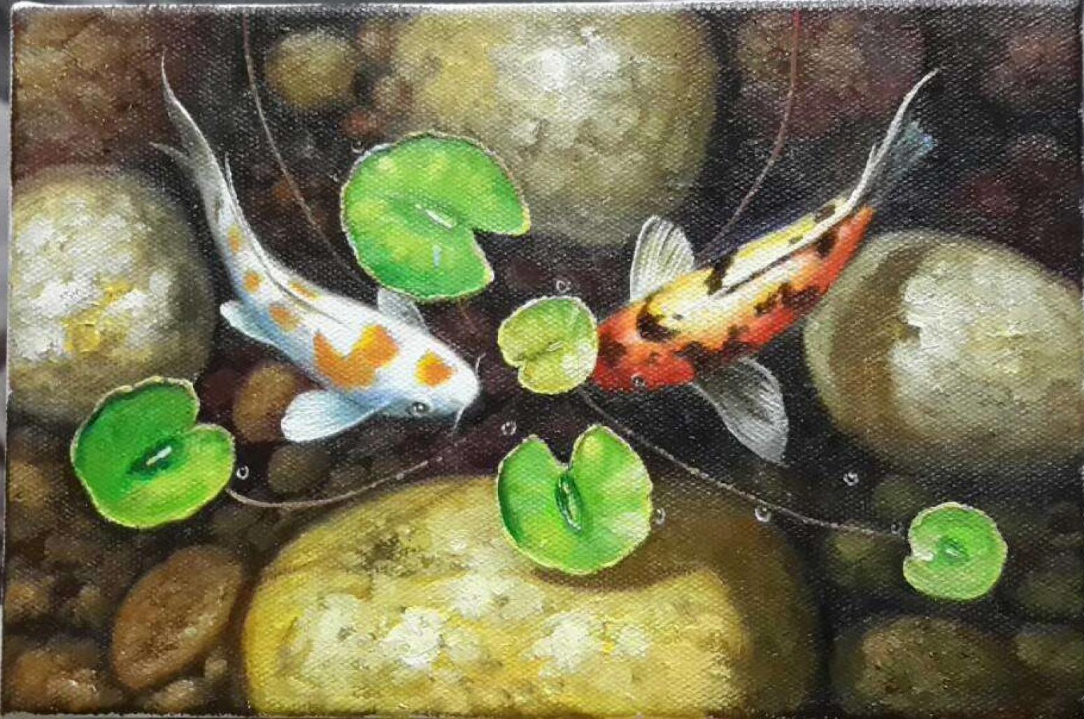 甘佑红油画作品《年年有余》