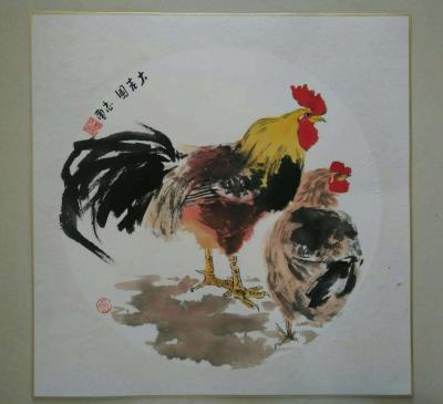 何志勇日记-2018大吉大利!!!《大吉图》。50✘50纸本圆片。何志勇作品【图1】