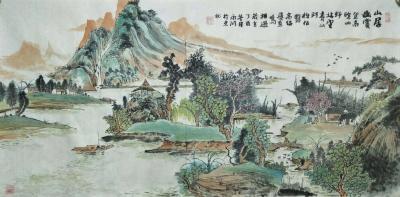 暴永和日记-国画山水《山居幽赏》，尺寸100x50厘米。暴永和【图1】
