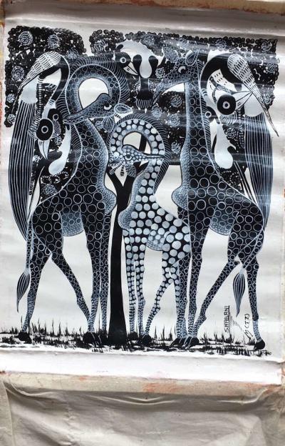 叶仲桥收藏-煮茶品画；在非洲买了这两张当地土著画家画的油画作品，并与他们一起交流、我画了十几【图7】