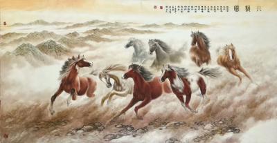 胡爱民日记-新作六尺八骏图
嘶鸣啸天外、腾云五洲风，
奋蹄凌海岳、昂首傲苍穹，
棱锋堪【图1】