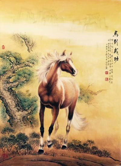 胡爱民日记-新作六尺八骏图
嘶鸣啸天外、腾云五洲风，
奋蹄凌海岳、昂首傲苍穹，
棱锋堪【图2】