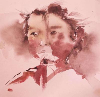 王涛日记-翻出来去年扔在家里的一张小画，去甘南画的    
  初三快乐【图1】