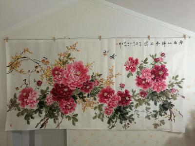 王长泉收藏-牡丹国画《春色似锦花满园》，大八尺240×120cm，王长泉作【图2】