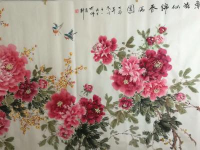 王长泉收藏-牡丹国画《春色似锦花满园》，大八尺240×120cm，王长泉作【图3】