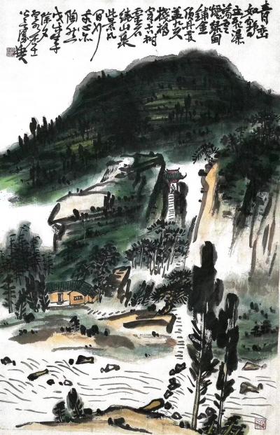 龚光万日记-此景凡间少，欲辩已忘言。过去山村过河要走跳蹬，下大雨水将石磴淹掉，雨停了石磴又露【图1】