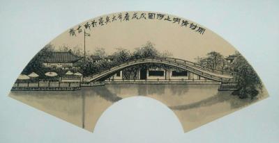 魏太兵收藏-扇面《开封清明上河图》，《开封天波杨府》，《河南开封府》。春节前罕见的一场大雪，【图3】