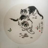 艺术家柳士才日记:新年新气象……第一张猫咪〖回眸〗、拟人意味！最后一张压轴的是【图5】