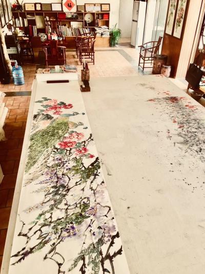 叶仲桥日记-站了八个钟，富贵祥和一段基本画完，感觉还可以，继续努力！叶仲桥【图1】