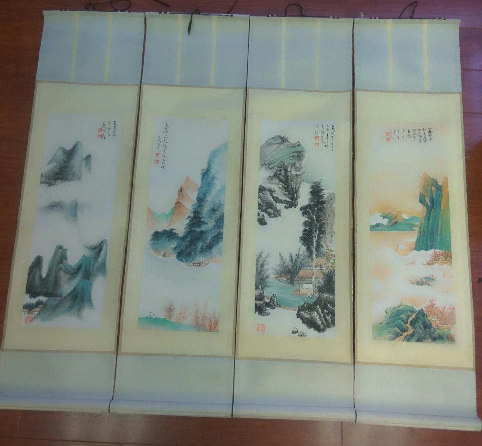 13728042745国画作品《张大千精品山水四幅屏》【图7】