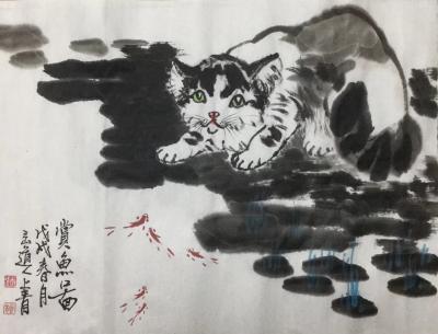 柳士才日记-结缘作品，国画《耄耋图》、《秋韵》、《赏鱼》。喻意：长寿、丰收、吉庆有余！两平方【图2】