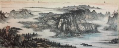 刘传军日记-237号作品第二次设色。装裱后高1.7米，长4.2米。第一幅整体图后为局部图。【图3】