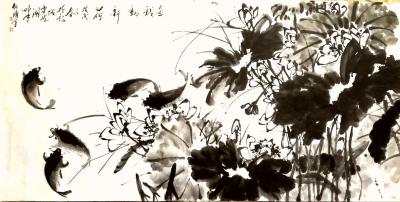 任清宇日记-国画《鱼戏动新荷》，八尺整张，任清宇【图2】