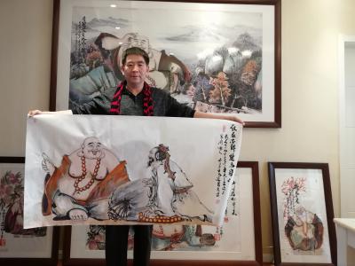 尚建国生活-从京城来的何总请了六幅中华大自在弥勒佛佛画，他开心我也开心！【图5】