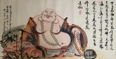 尚建国日记-师兄吉祥！
 遵嘱敬制的佛画己落笔
 第一幅题跋：
  世上万物都有缘，
【图4】