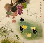 宋继兰日志-新作国画《秋趣》。寓意是多子多孙，飞黄腾达，吉祥如意，双喜临【图1】