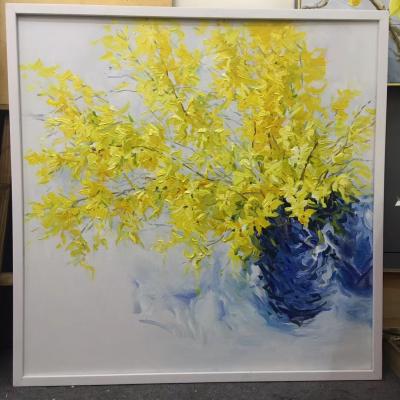 周海波日记-油画《迎春花开》80×80cm，100×100cm，周海波【图1】