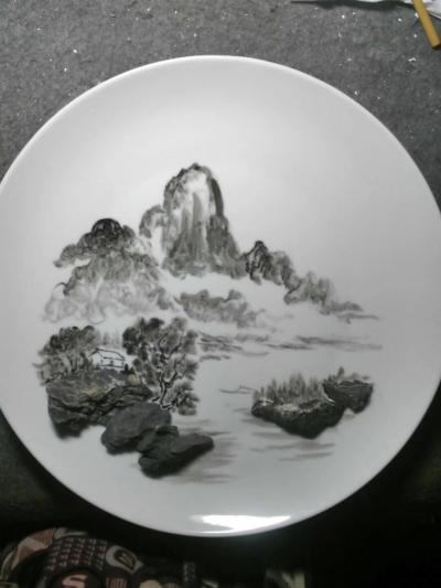 杨增超日记-奇石瓷画艺术《野渡山居》，杨增超【图1】