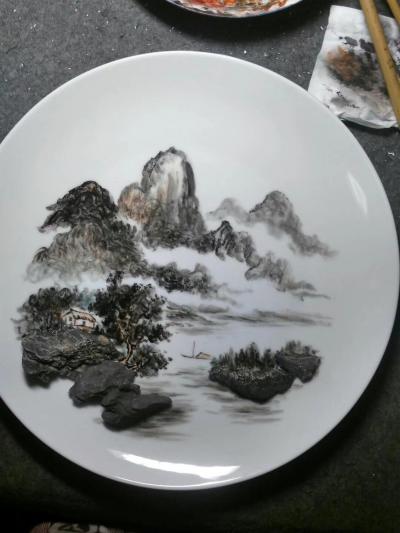 杨增超日记-奇石瓷画艺术《野渡山居》，杨增超【图4】