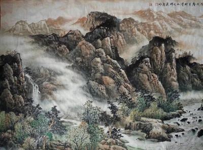 高勇利日记-《雲霞生異彩，山水有清音》，高勇利
96*180cm
六尺整紙，
軟片未裝【图3】