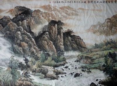 高勇利日记-《雲霞生異彩，山水有清音》，高勇利
96*180cm
六尺整紙，
軟片未裝【图6】