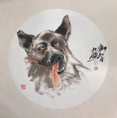 刘和平日记-创作一组狗狗头像小品，国画动物写意，刘和平作【图4】