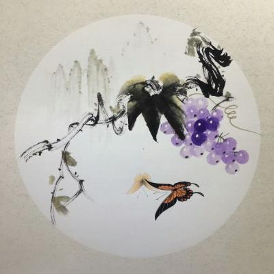 魏建军收藏-国画动物《蝴蝶戏梅图》，《蝴蝶戏兰图》，客户订制，已售。魏建军【图1】