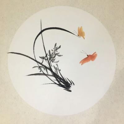 魏建军收藏-国画动物《蝴蝶戏梅图》，《蝴蝶戏兰图》，客户订制，已售。魏建军【图2】