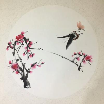 魏建军收藏-国画动物《蝴蝶戏梅图》，《蝴蝶戏兰图》，客户订制，已售。魏建军【图3】