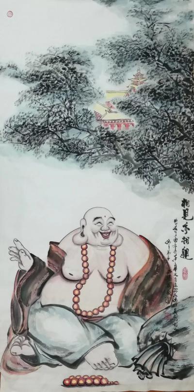 尚建国日记-国画弥勒佛《相见亦相亲》，
气傲皆因经历少
心平只为折磨多！
尚建国作品【图1】