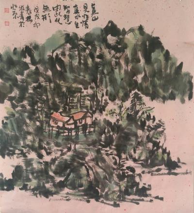 杨牧青日记-款识:真山见性情，真水生智慧，由此化无形。戊戌初春杨牧青于北京
规格:75cm【图1】