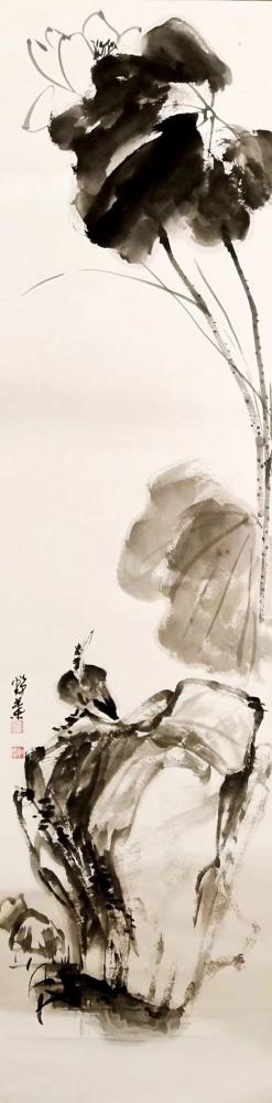 龙则霏日记-静叶（荷生），龙则霏国画作品
编号2018-192
规格：四尺对开
未装裱【图2】