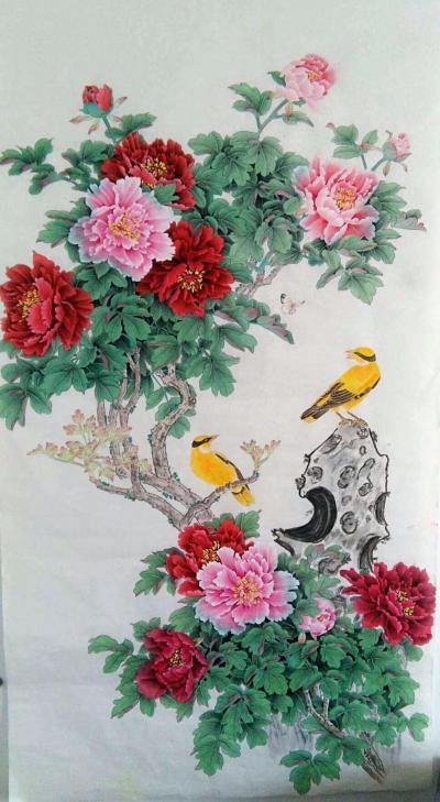 胡记领日记-六尺竖幅工笔，胡记领【图1】