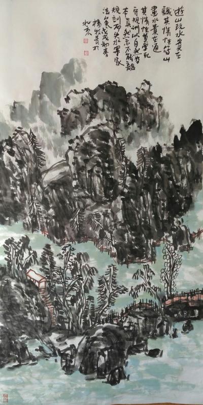 杨牧青日记-款识:游山玩水贵在识其性情……戊戌初春杨牧青于北京。
规格:136cm×68c【图1】