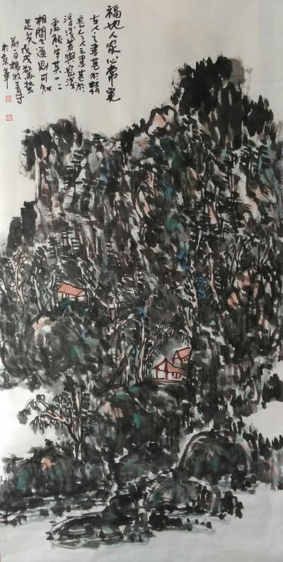 杨牧青日记-款识:福地人家心常宽……戊戌初春杨牧青于北京。
规格:136cm×68cm/8【图1】