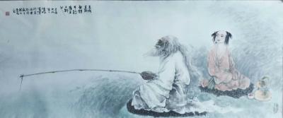 孙逢春收藏-佛释道系列之28
 一，姜尚渭水垂钓图
 悬线直钓 无饵干钓
 何须钩饵 【图1】