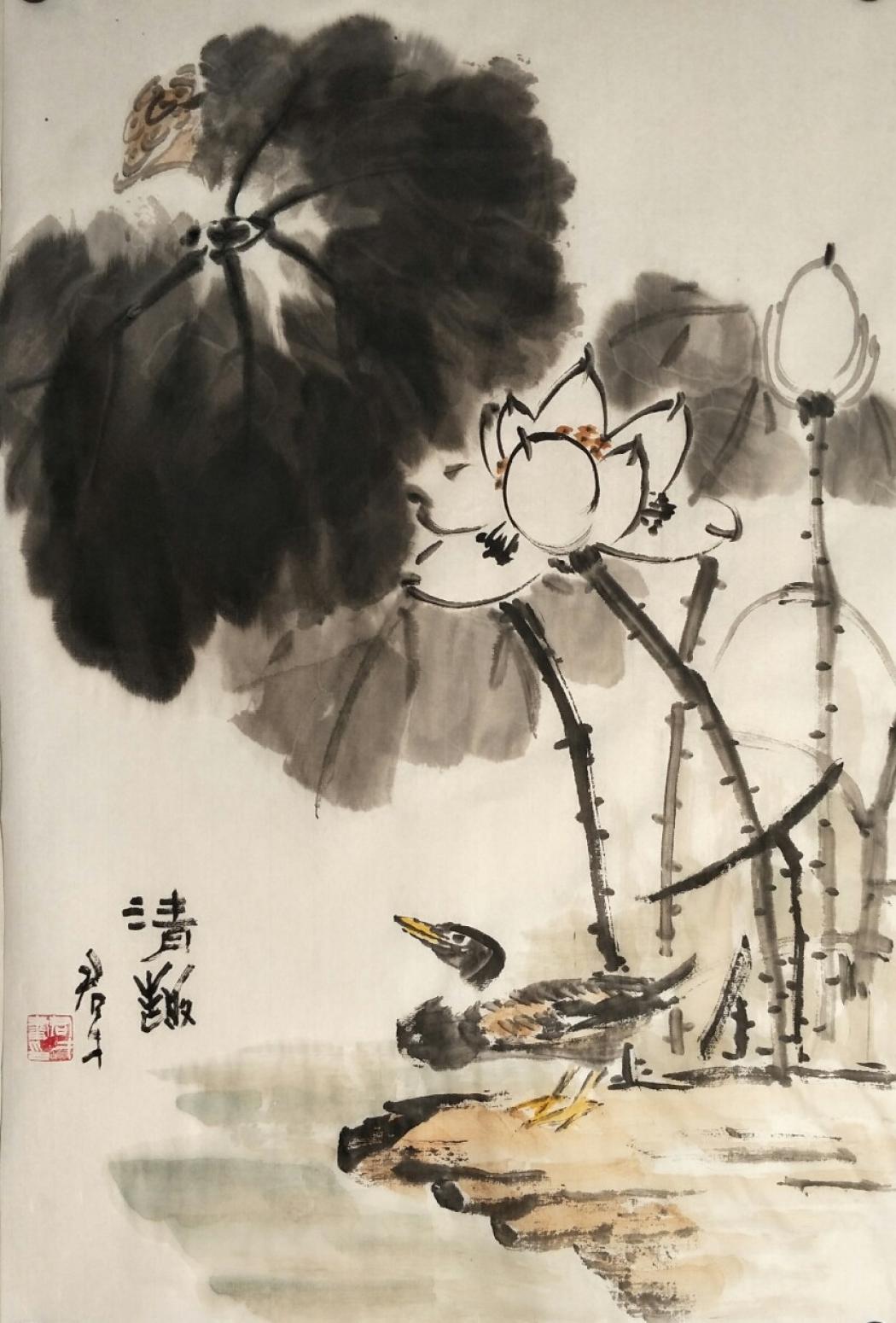 田君才国画作品《清趣》