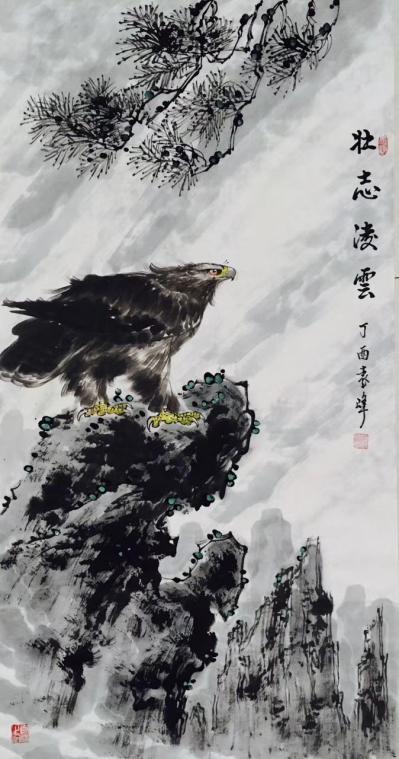 袁峰日记-苍鹰作品欣赏，袁峰国画作品【图4】
