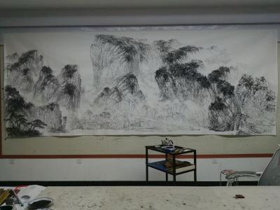 于立江日记-丈六国画山水《燕山雄风》，接近完成，贴图创作过程以纪念
于立江【图1】