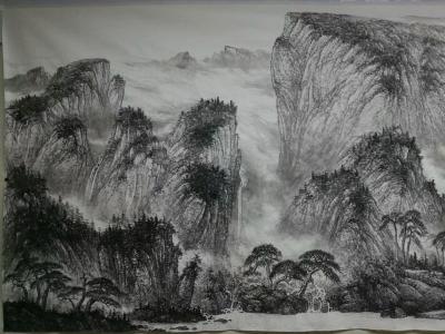 于立江日记-丈六国画山水《燕山雄风》，接近完成，贴图创作过程以纪念
于立江【图5】