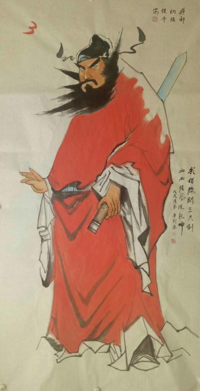 陈刚日记-国画人物《钟馗》
欲借腰间三尺剑，血雨腥风洗乾坤
避邪纳福保平安
陈刚 画【图1】